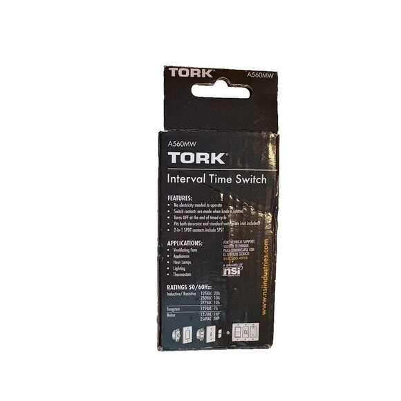 Tork A560MW In-Wall Springwound Timer Switch 60 Min White NEW - Picture 2 of 2